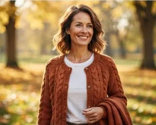 Kvinde i strikket cardigan